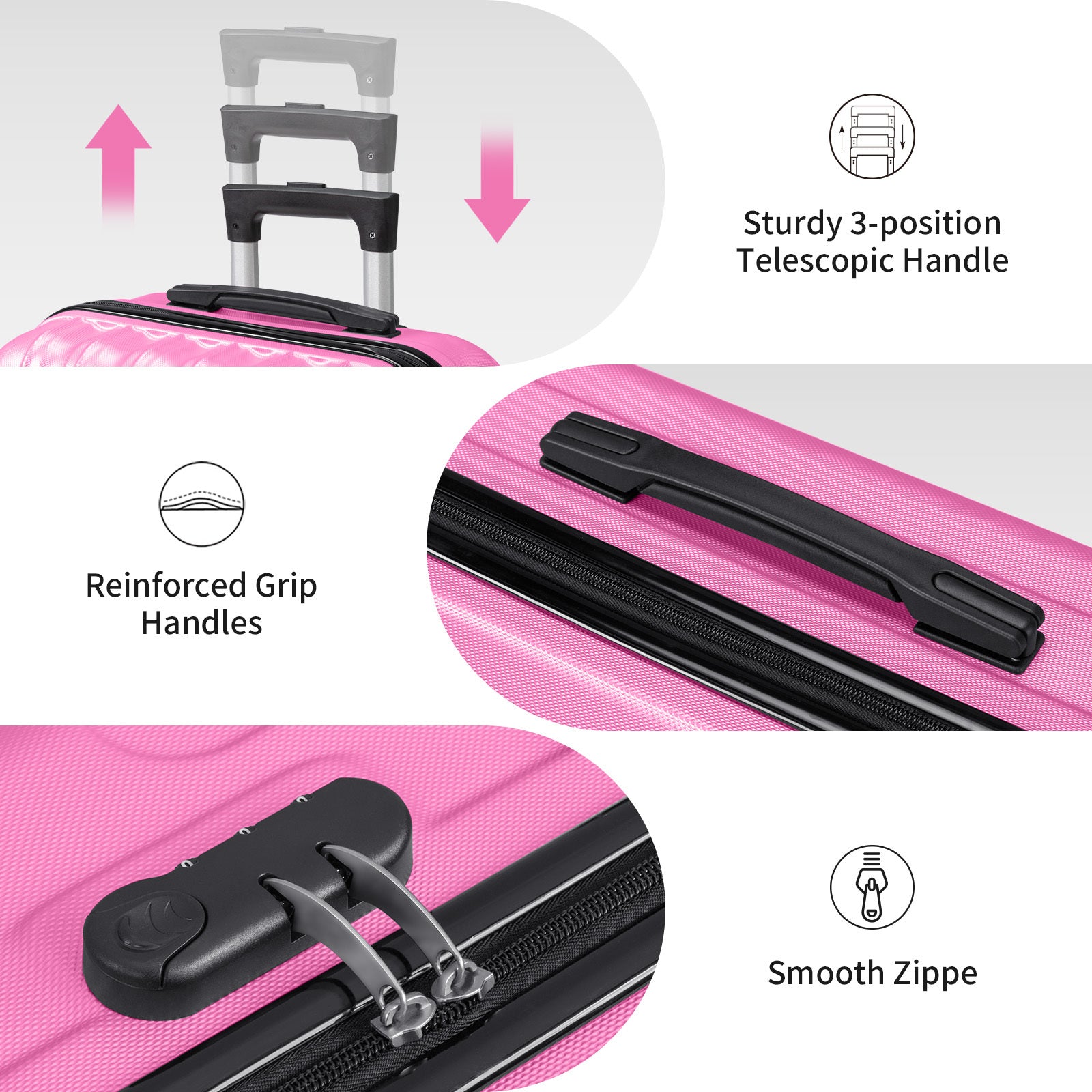 3in1 Luggage Set with Detachable Wheels, 20\u002F24\u002F28 Inch Lightweight ABS Suitcase with Lock & Spinner Wheels, Durable Travel Trolley Bag, 28-inch Disassembly Wheels