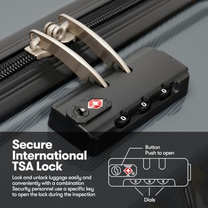 GinzaTravel 24 Inch Checked Luggage with Spinner Wheels TSA Lock PP Hardside Durable Medium Checked Suitcase Gray 24Inch