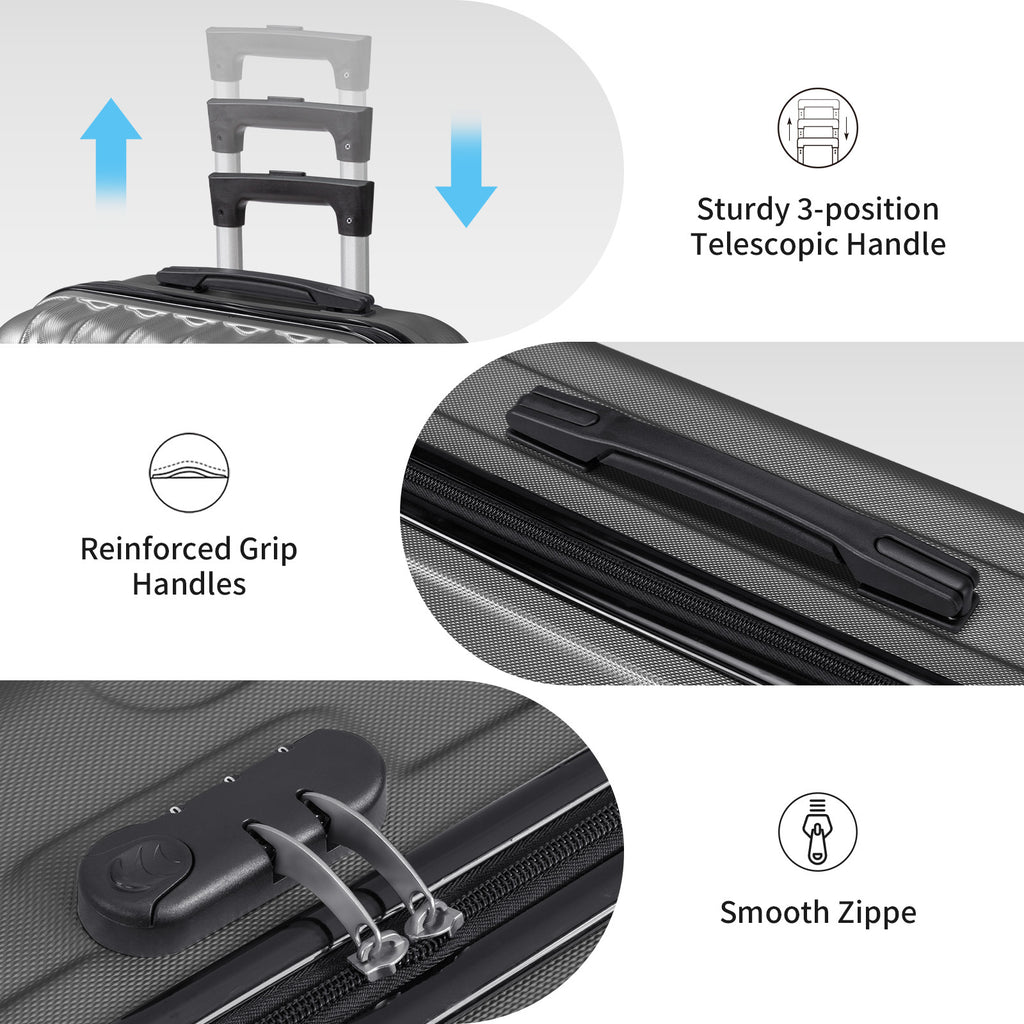 3in1 Luggage Set with Detachable Wheels, 20\u002F24\u002F28 Inch Lightweight ABS Suitcase with Lock & Spinner Wheels, Durable Travel Trolley Bag, 28-inch Disassembly Wheels