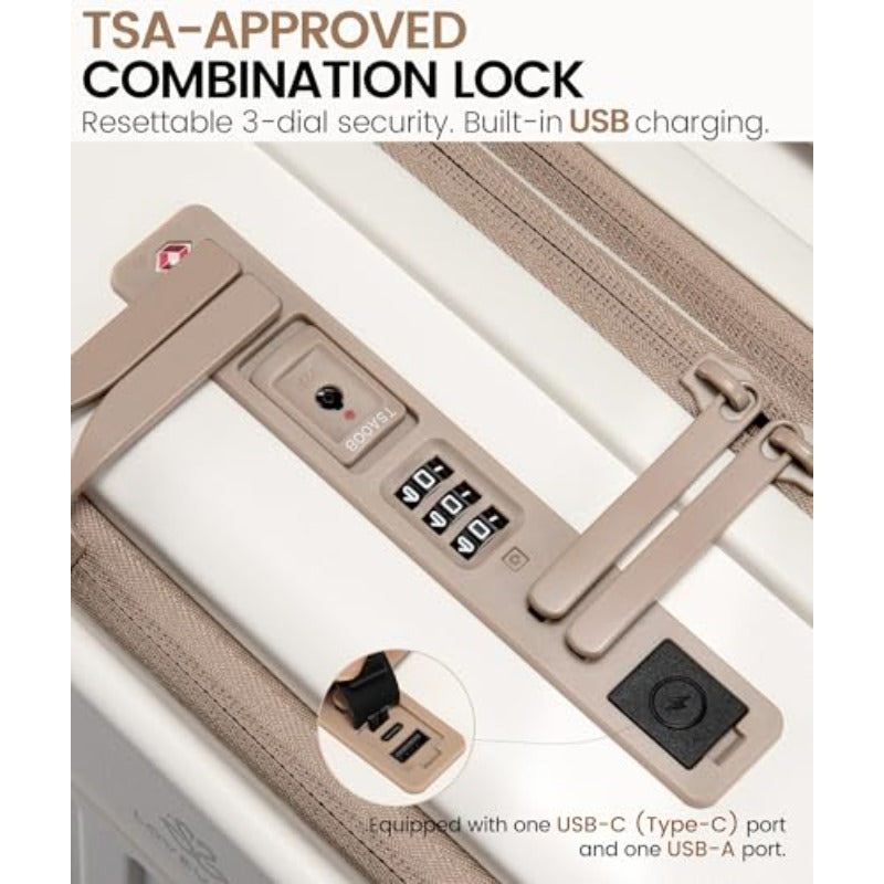 LOVEVOOK 22X14X9 Carry-On Suitcase, Airline Approved, Expandable Hard Shell with Spinner Wheels, USB Charging Port, Front Pocket, TSA Lock, Ideal for Travel