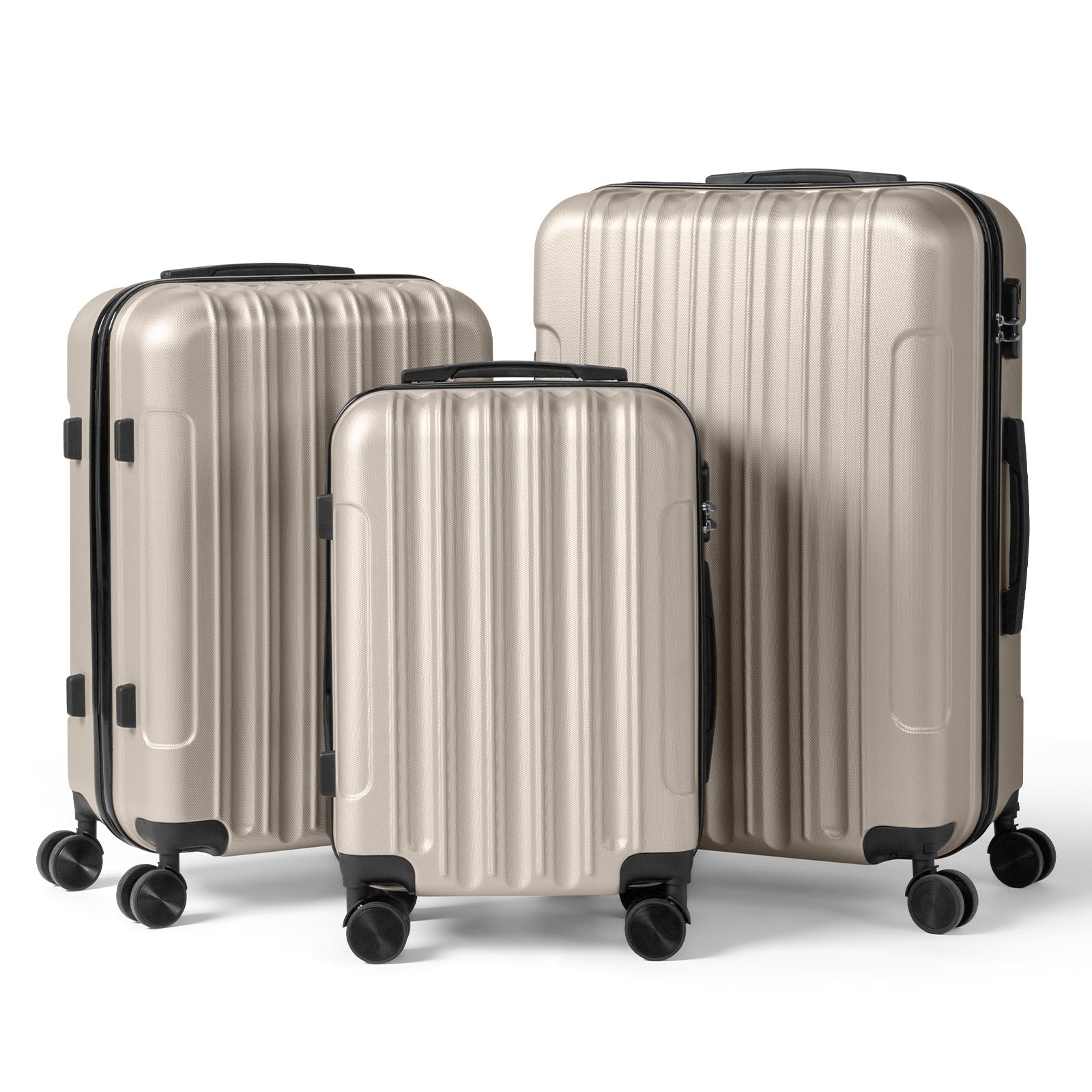 3in1 Luggage Set with Detachable Wheels, 20\u002F24\u002F28 Inch Lightweight ABS Suitcase with Lock & Spinner Wheels, Durable Travel Trolley Bag, 28-inch Disassembly Wheels