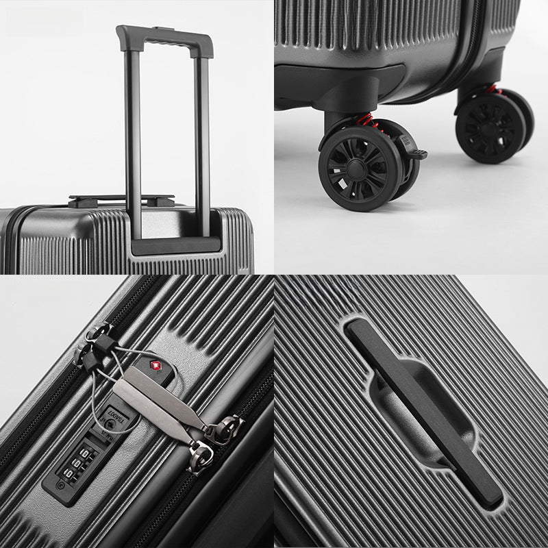 Large Capacity Rolling Suitcase with a Side-Opening Zipper, Made from PC Material for Travel