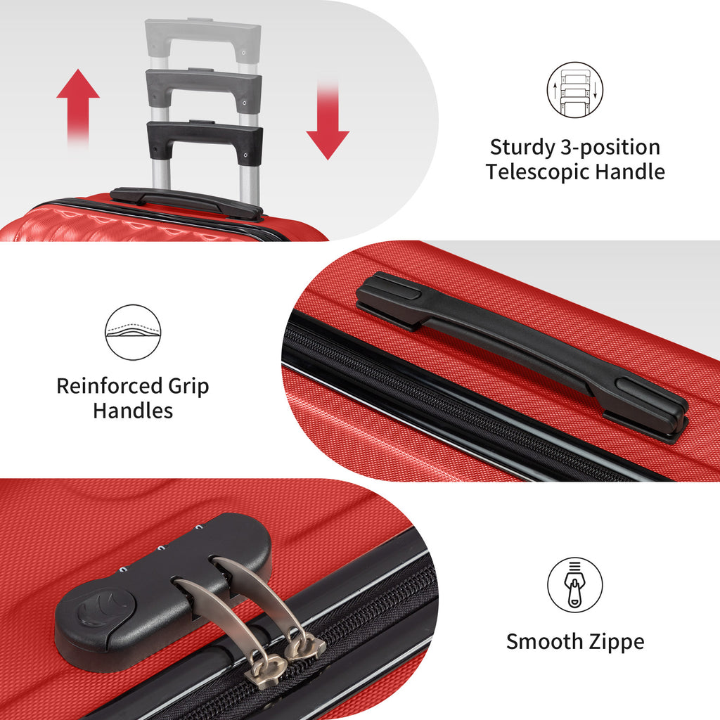 3in1 Luggage Set with Detachable Wheels, 20\u002F24\u002F28 Inch Lightweight ABS Suitcase with Lock & Spinner Wheels, Durable Travel Trolley Bag, 28-inch Disassembly Wheels