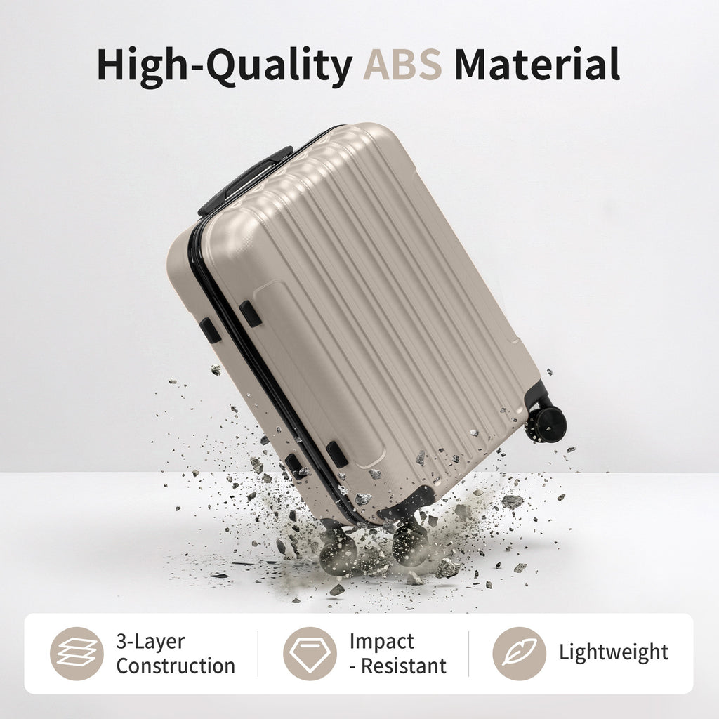 3in1 Luggage Set with Detachable Wheels, 20\u002F24\u002F28 Inch Lightweight ABS Suitcase with Lock & Spinner Wheels, Durable Travel Trolley Bag, 28-inch Disassembly Wheels