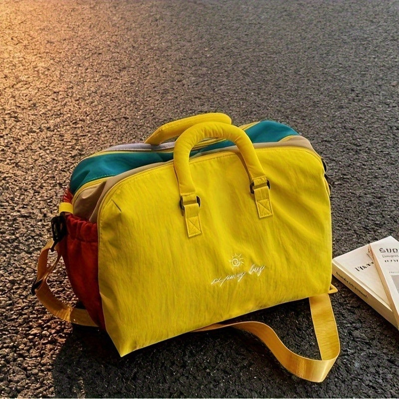 Large Capacity Japanese Style Nylon Tote Bag - Crossbody Shoulder Bag Suitable for Travel, Gym, Business & Daily Use, Zipper Closure, Spacious Luggage Carrier, Nylon for Commuting, Shopping, Training