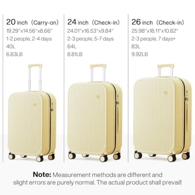 mixi 20 Inch Carry On Luggage PC Hardside Suitcases with Wheels and TSA for Travel Woman Men Lark Yellow