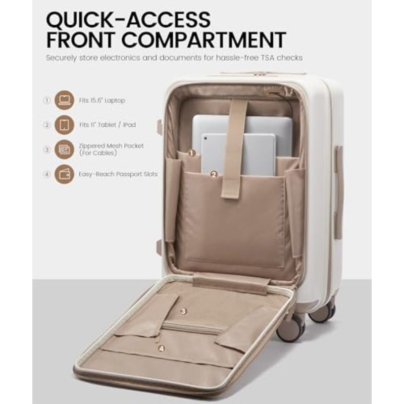 LOVEVOOK 22X14X9 Carry-On Suitcase, Airline Approved, Expandable Hard Shell with Spinner Wheels, USB Charging Port, Front Pocket, TSA Lock, Ideal for Travel