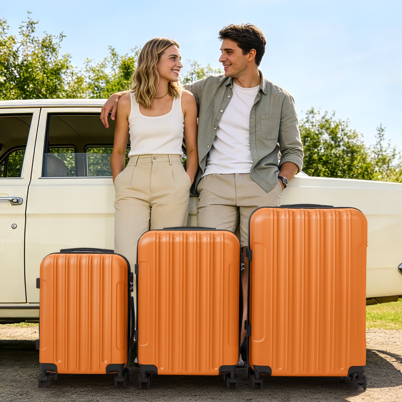 3in1 Luggage Set with Detachable Wheels, 20\u002F24\u002F28 Inch Lightweight ABS Suitcase with Lock & Spinner Wheels, Durable Travel Trolley Bag, 28-inch Disassembly Wheels