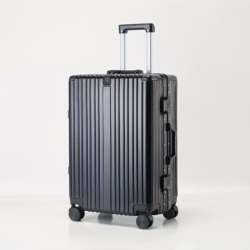 20Inch PC Hard Shell Carry On Luggage with Aluminum Frame Silvery Suitcase with Cup Holder And USB Port Zipperless Design Ideal for Business Travel