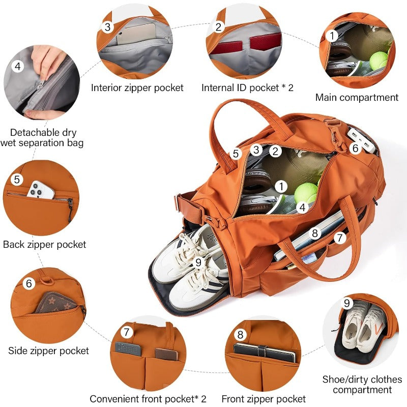 Hanke Cloud Carry On Luggage Bags for Travel Carry On Bag for Women Lightweight Travel Tote Bag Overnight Weekender BagMocha Brown